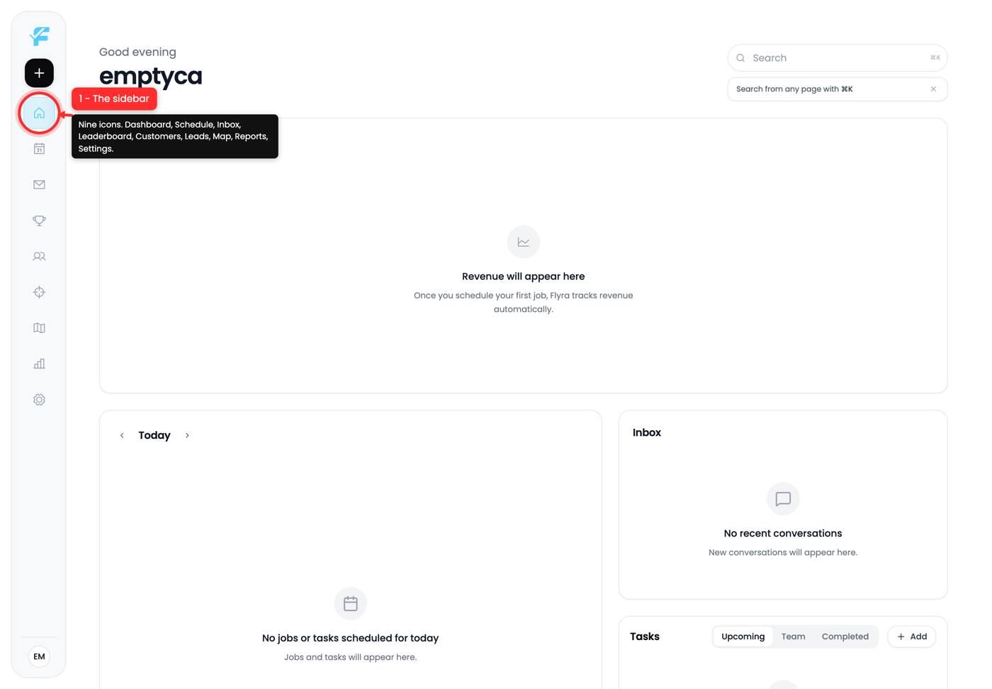 The left sidebar navigation
