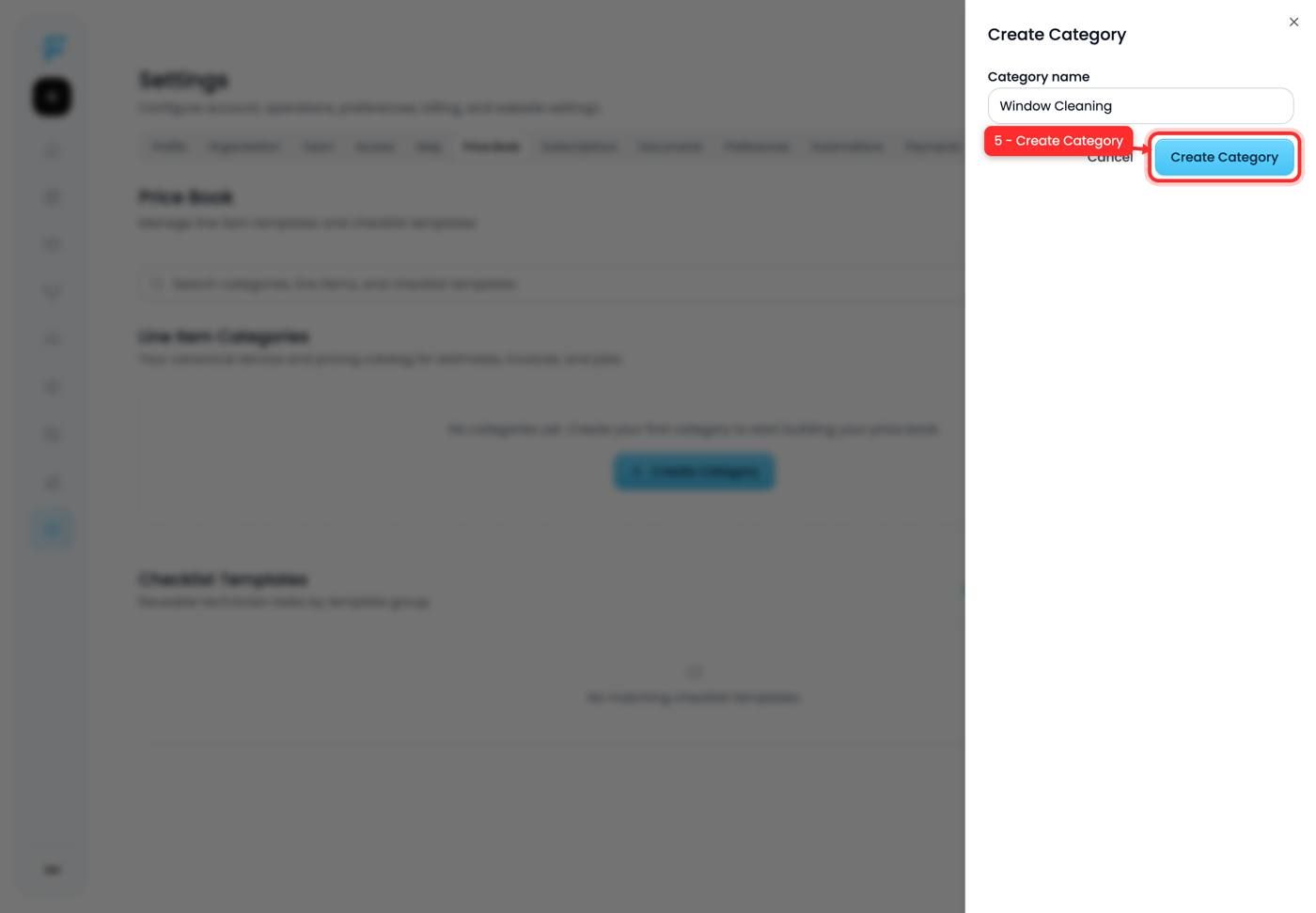The Create Category button