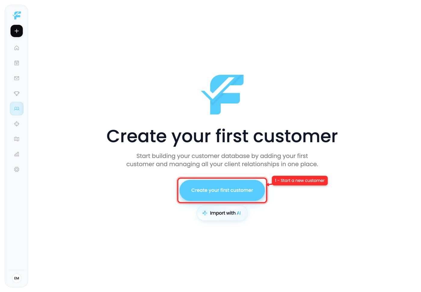 The create customer button
