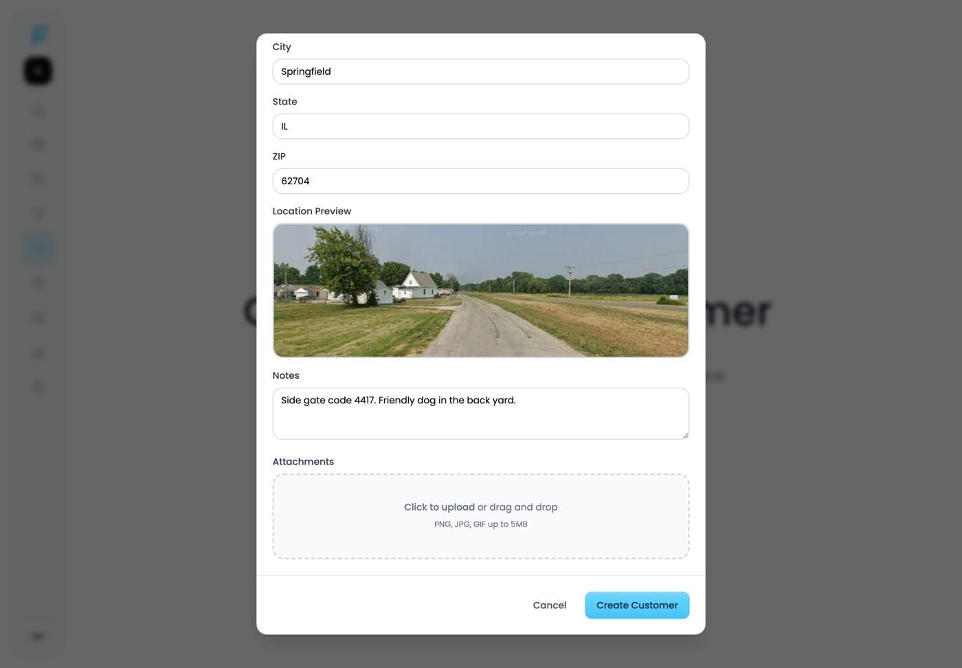The completed form