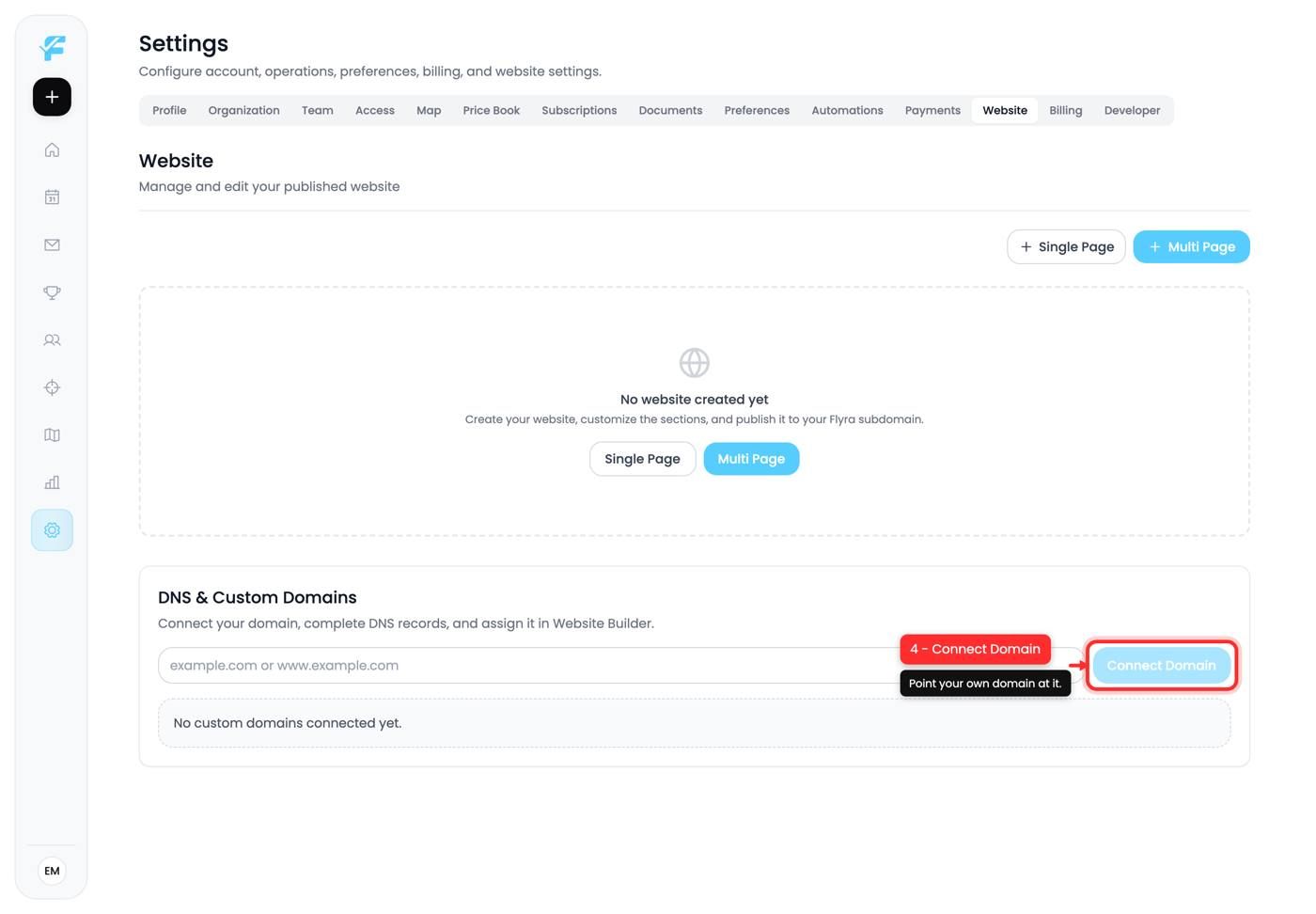 The Connect Domain option