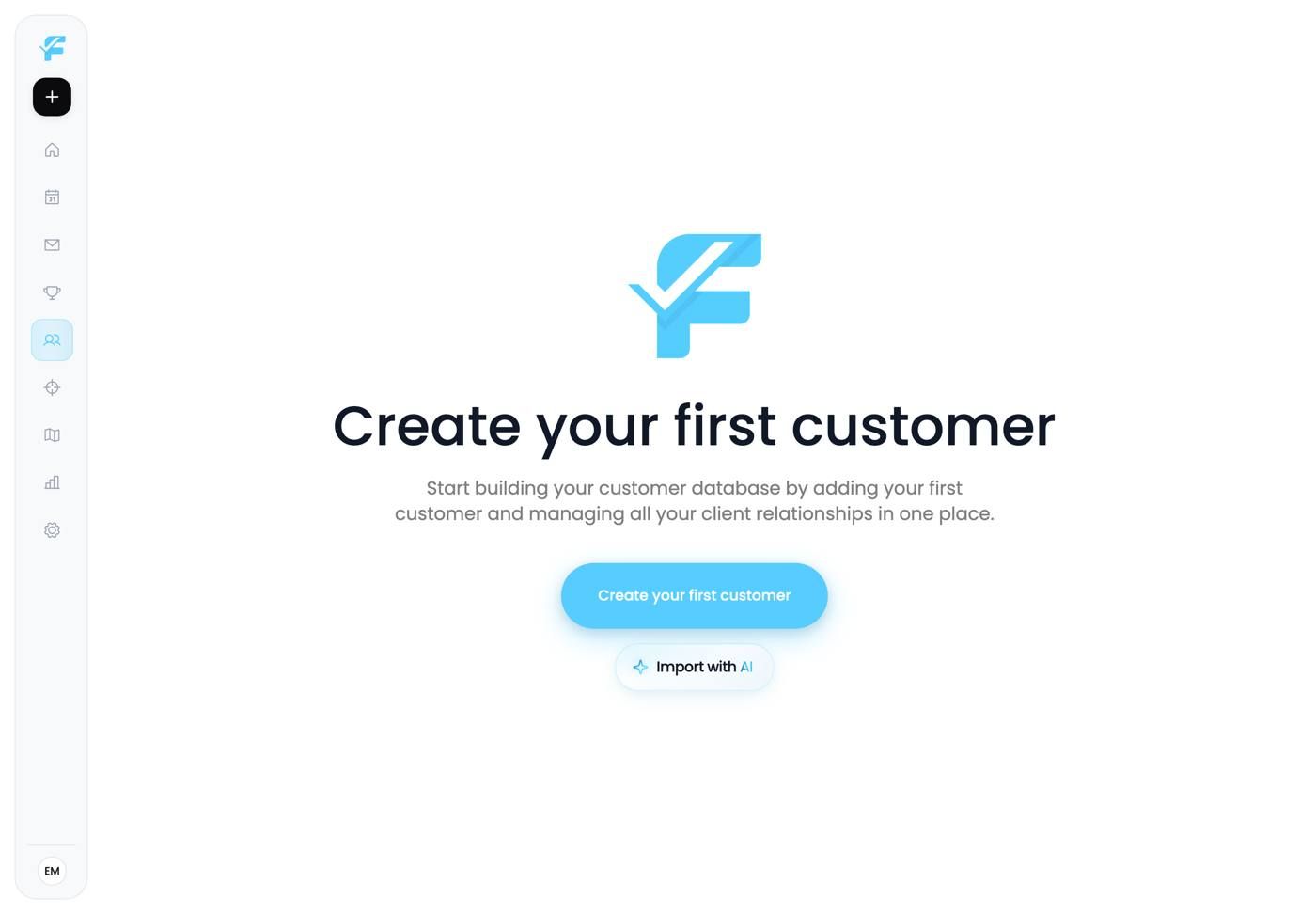 The empty Customers page