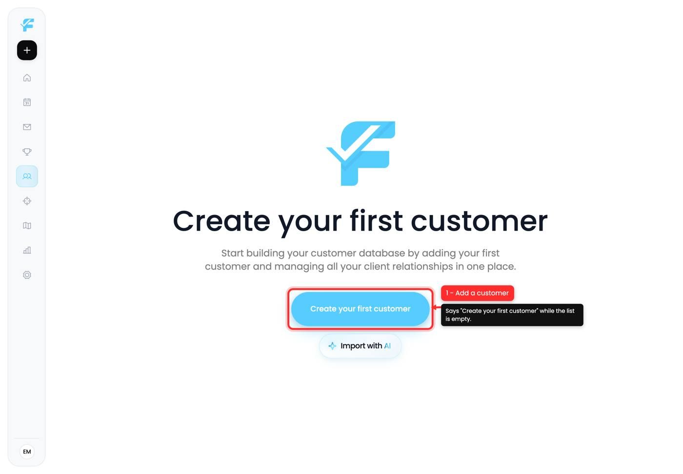 The create customer button