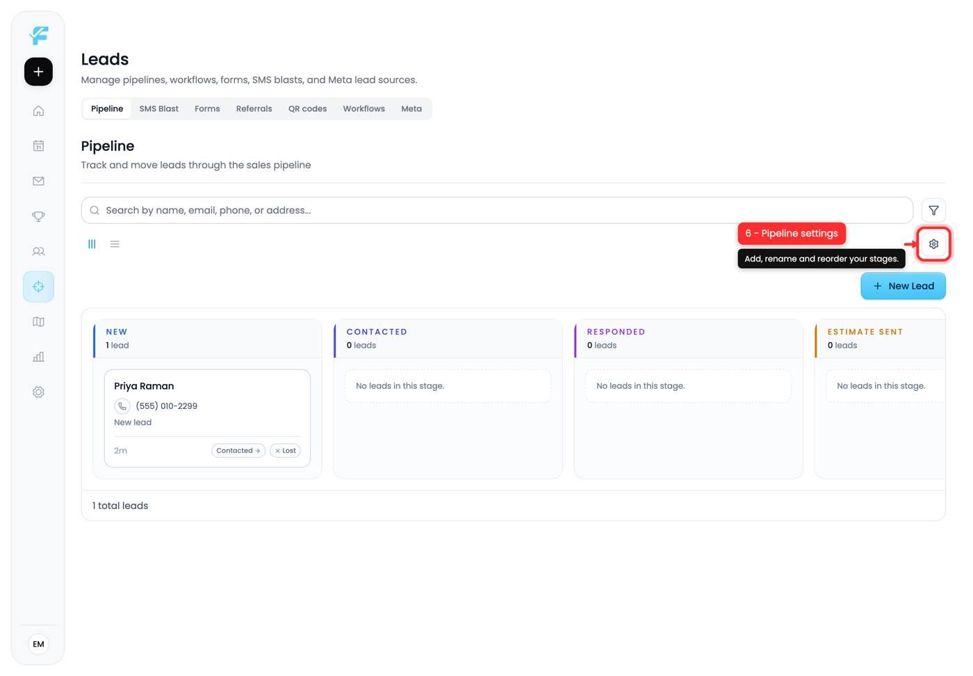 The Pipeline settings button