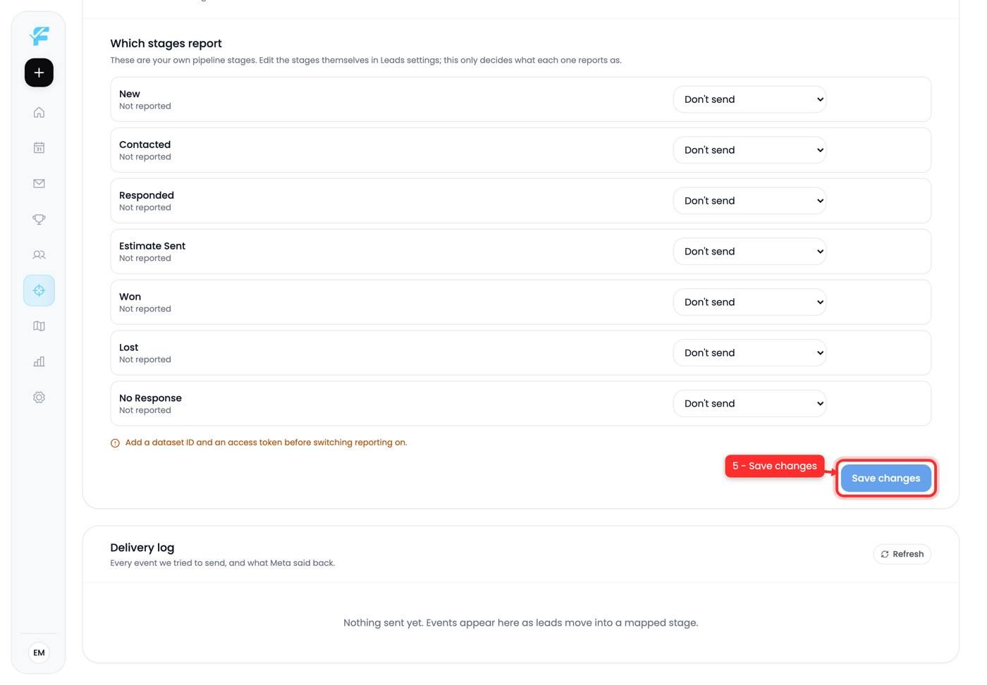 The Save changes button