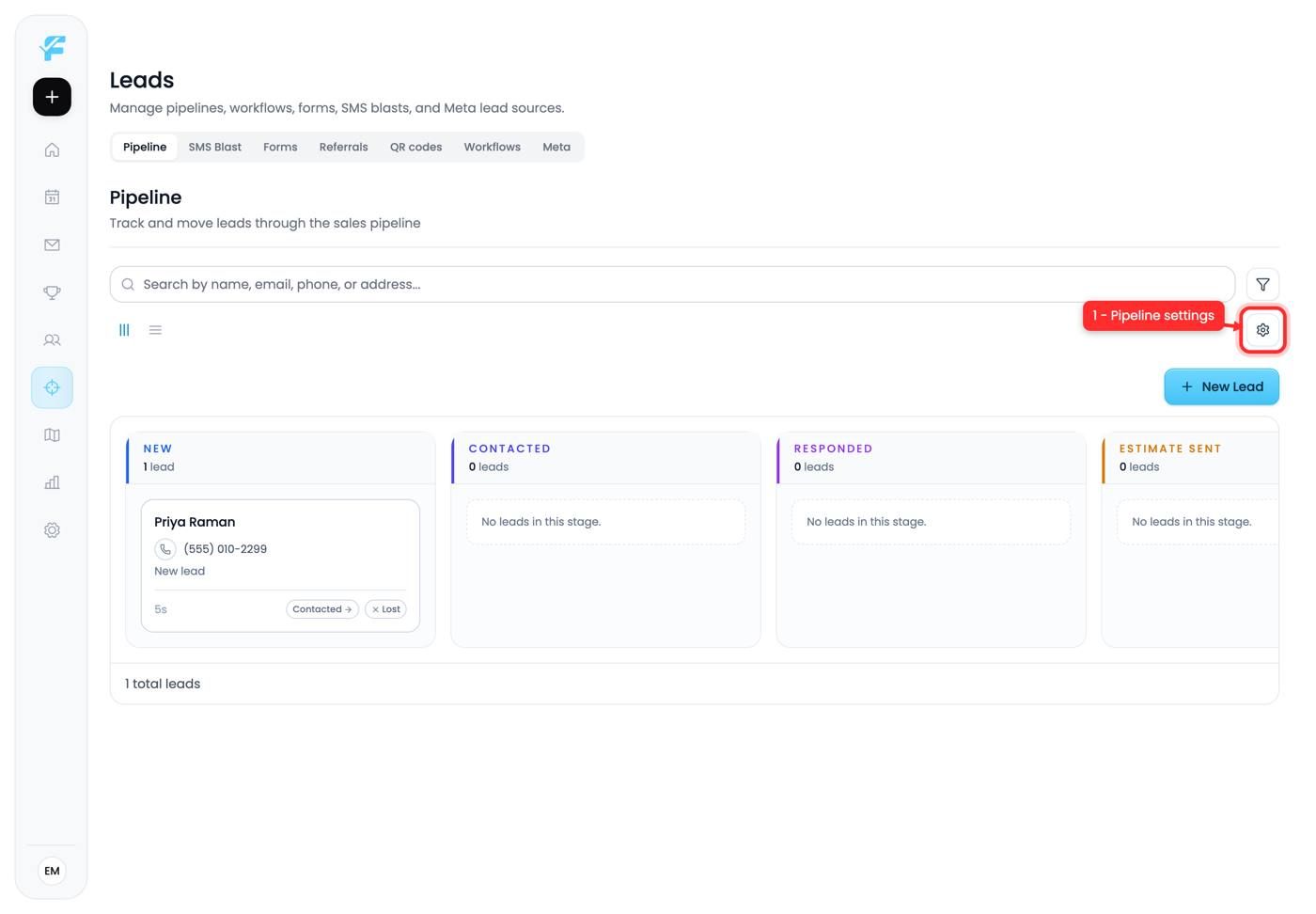 The Pipeline settings button