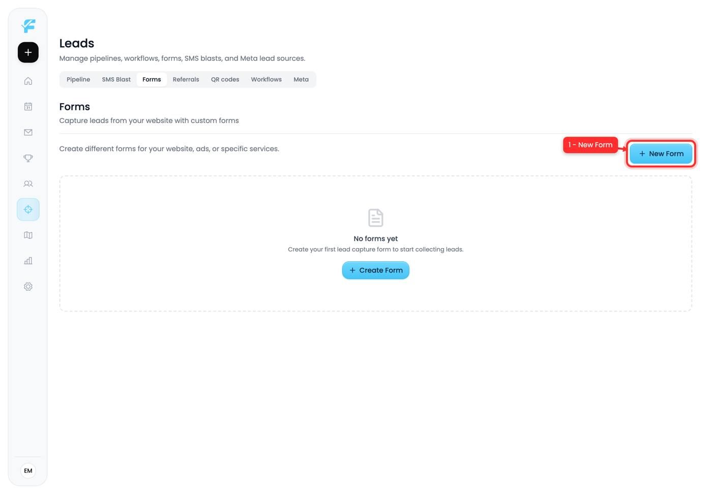 The New Form button