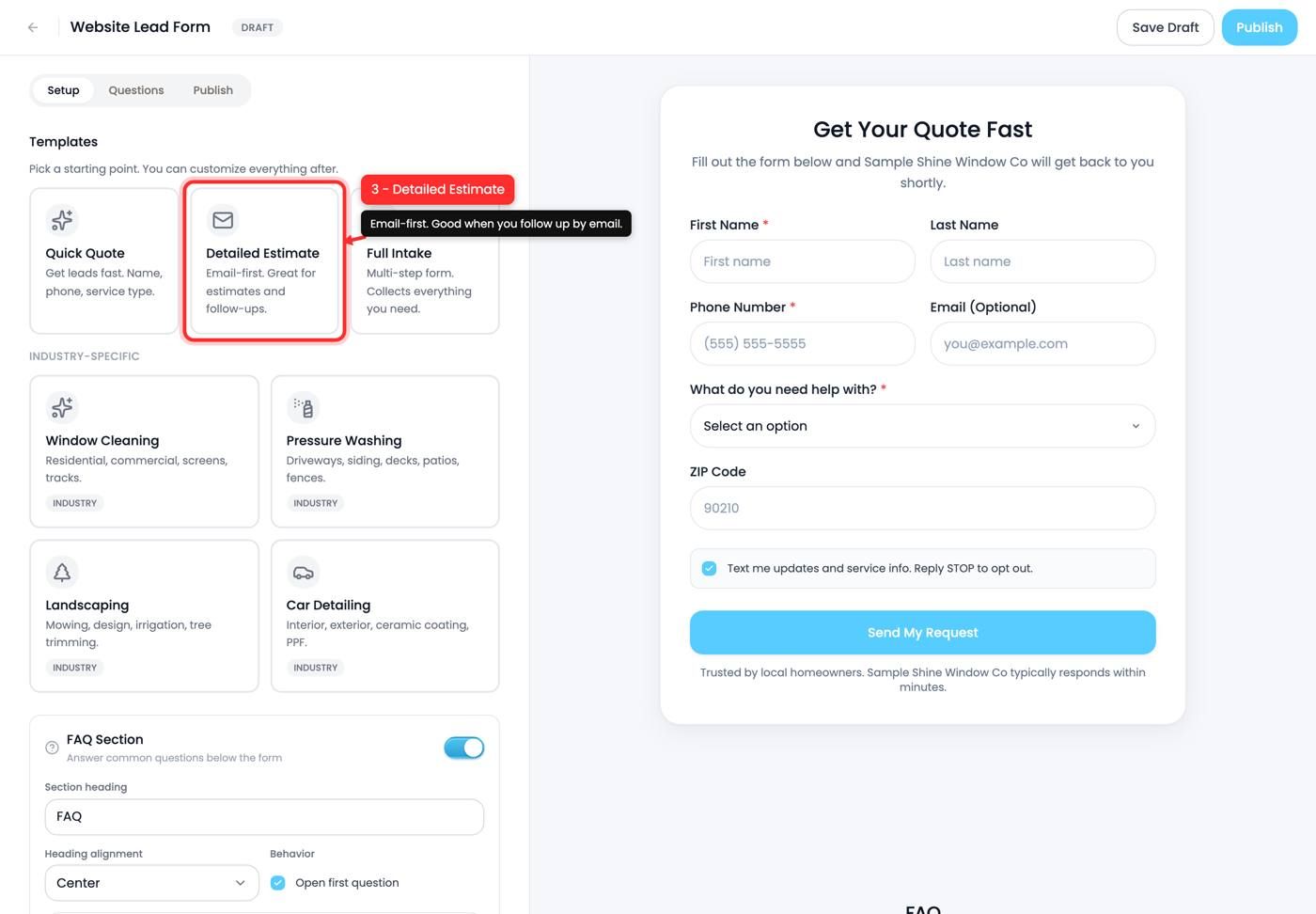 The Detailed Estimate template