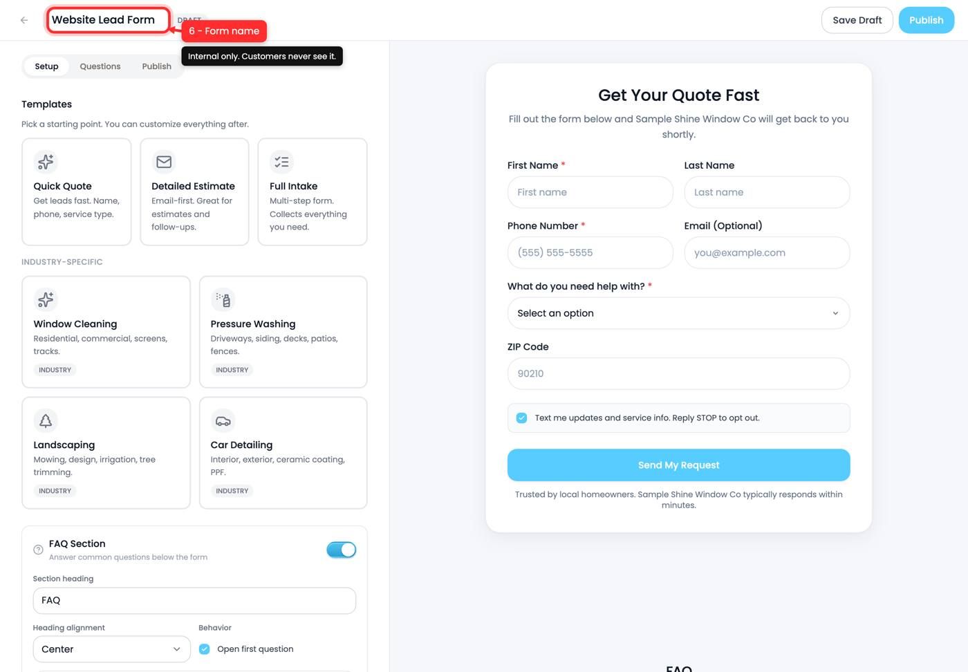 The form name field