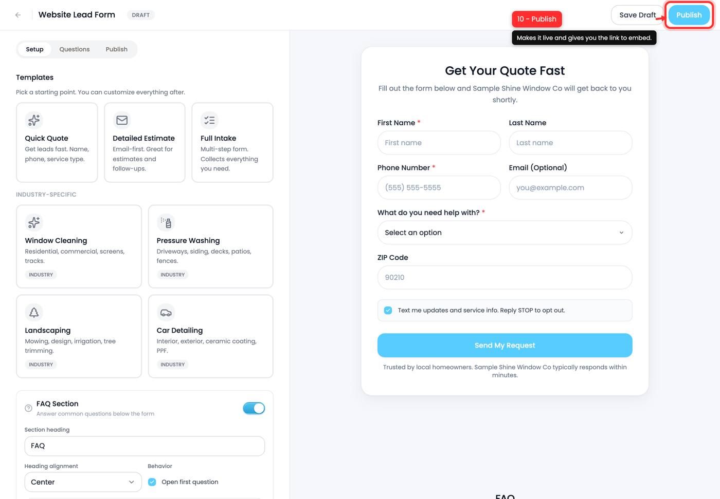 The Publish button
