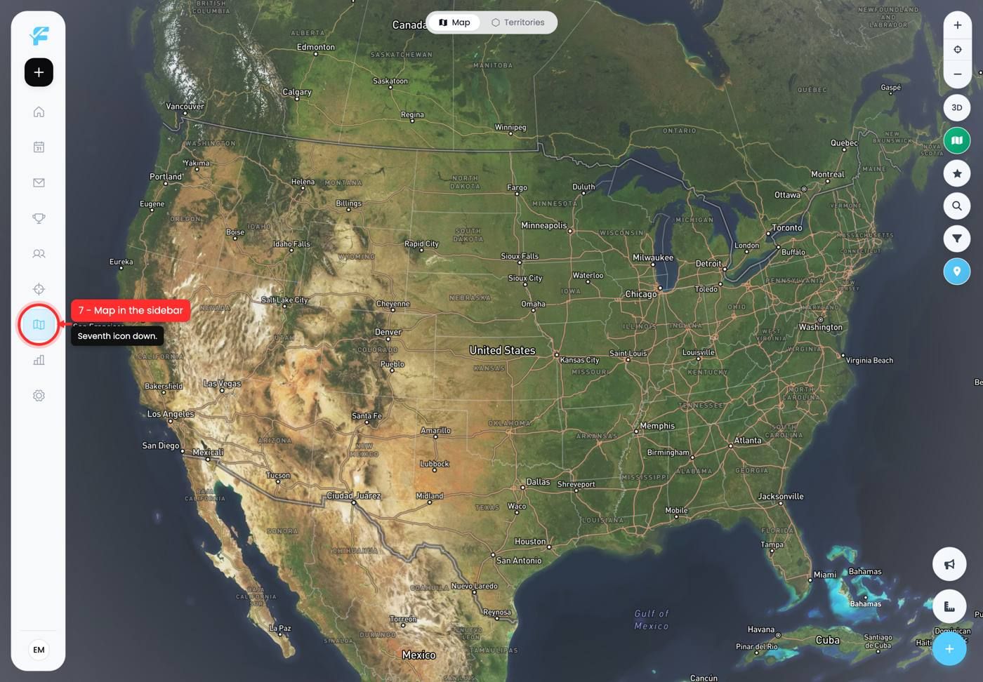 The Map icon in the sidebar