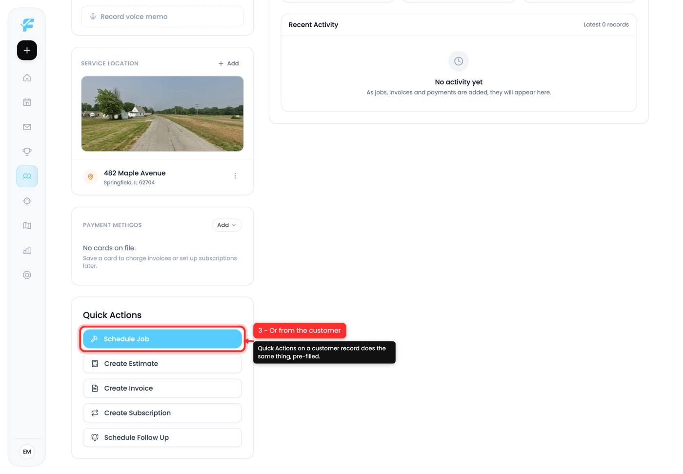 Schedule Job on a customer record