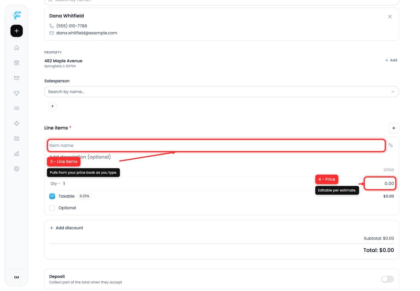 The line item fields