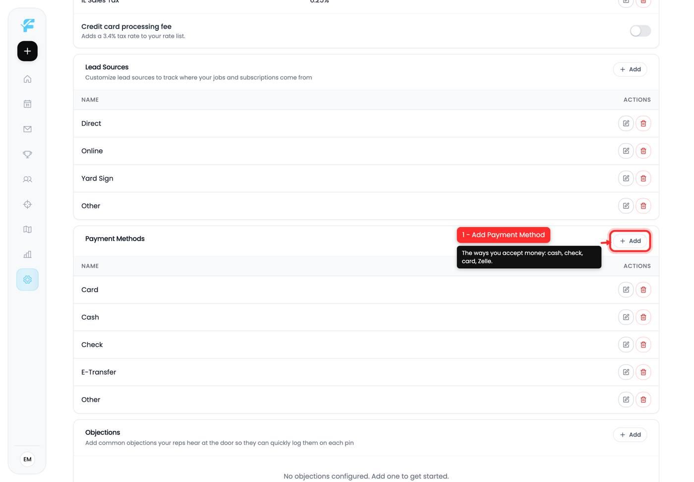The Add Payment Method button