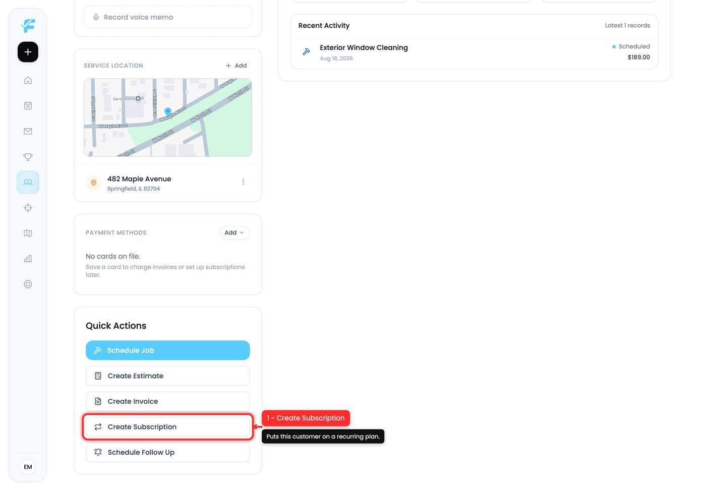 The Create Subscription button