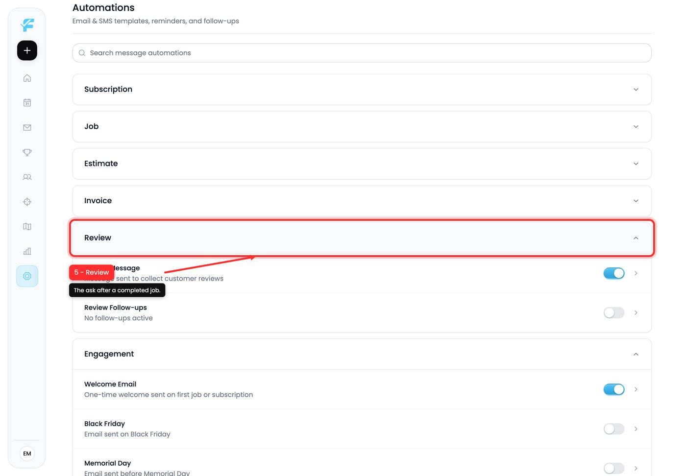 The Review automations