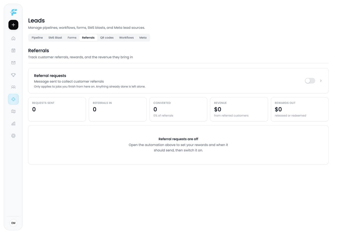 The Referrals page