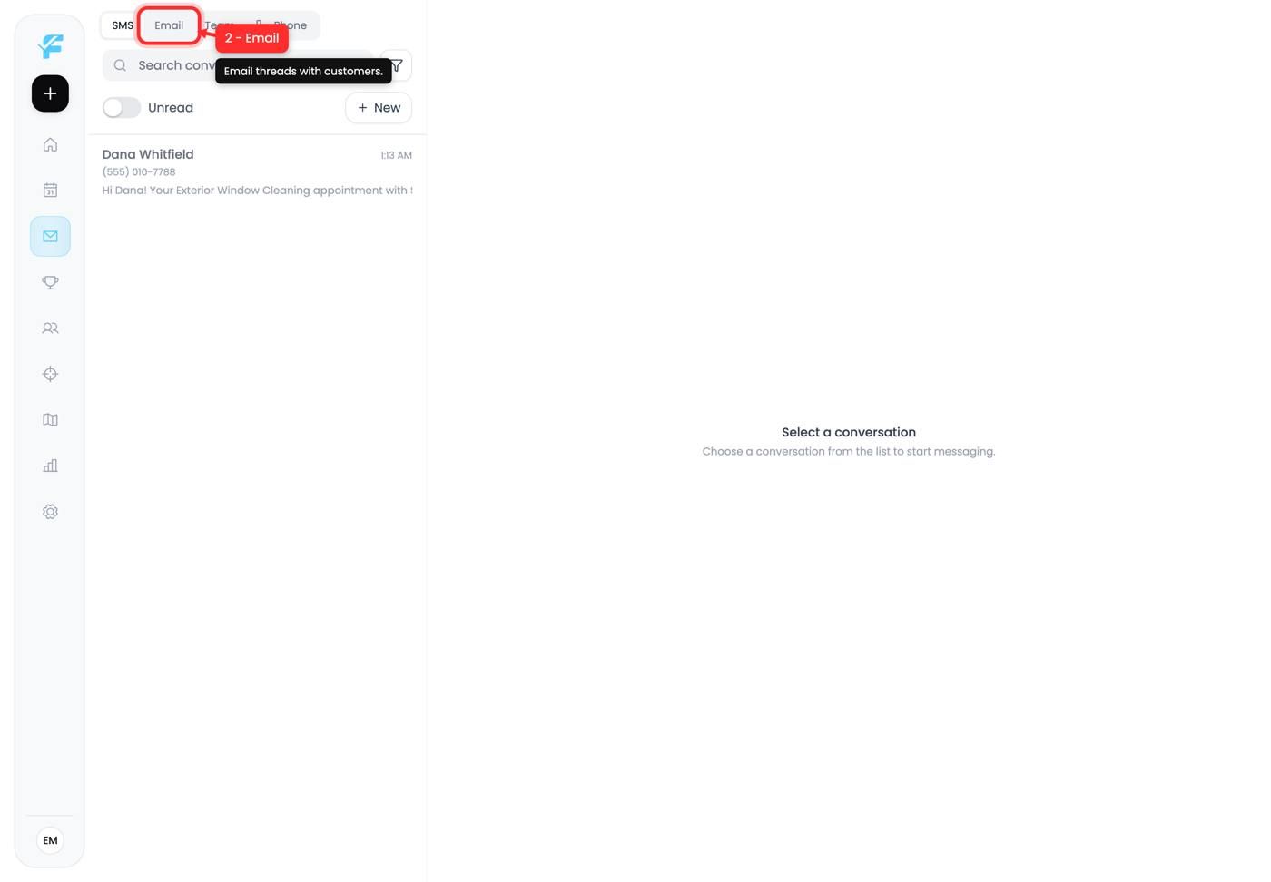 The Email tab