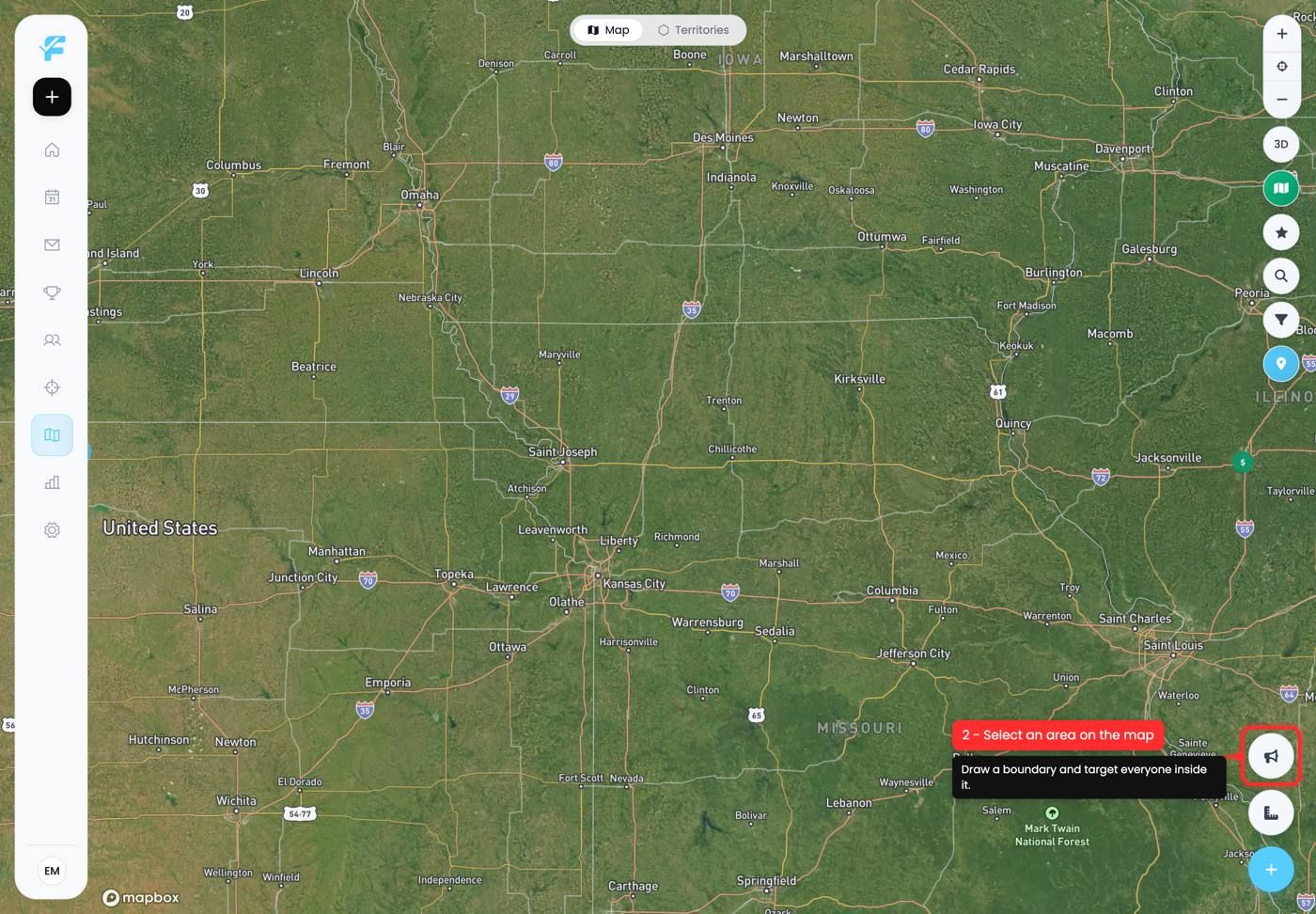Select Area For SMS Blast on the map