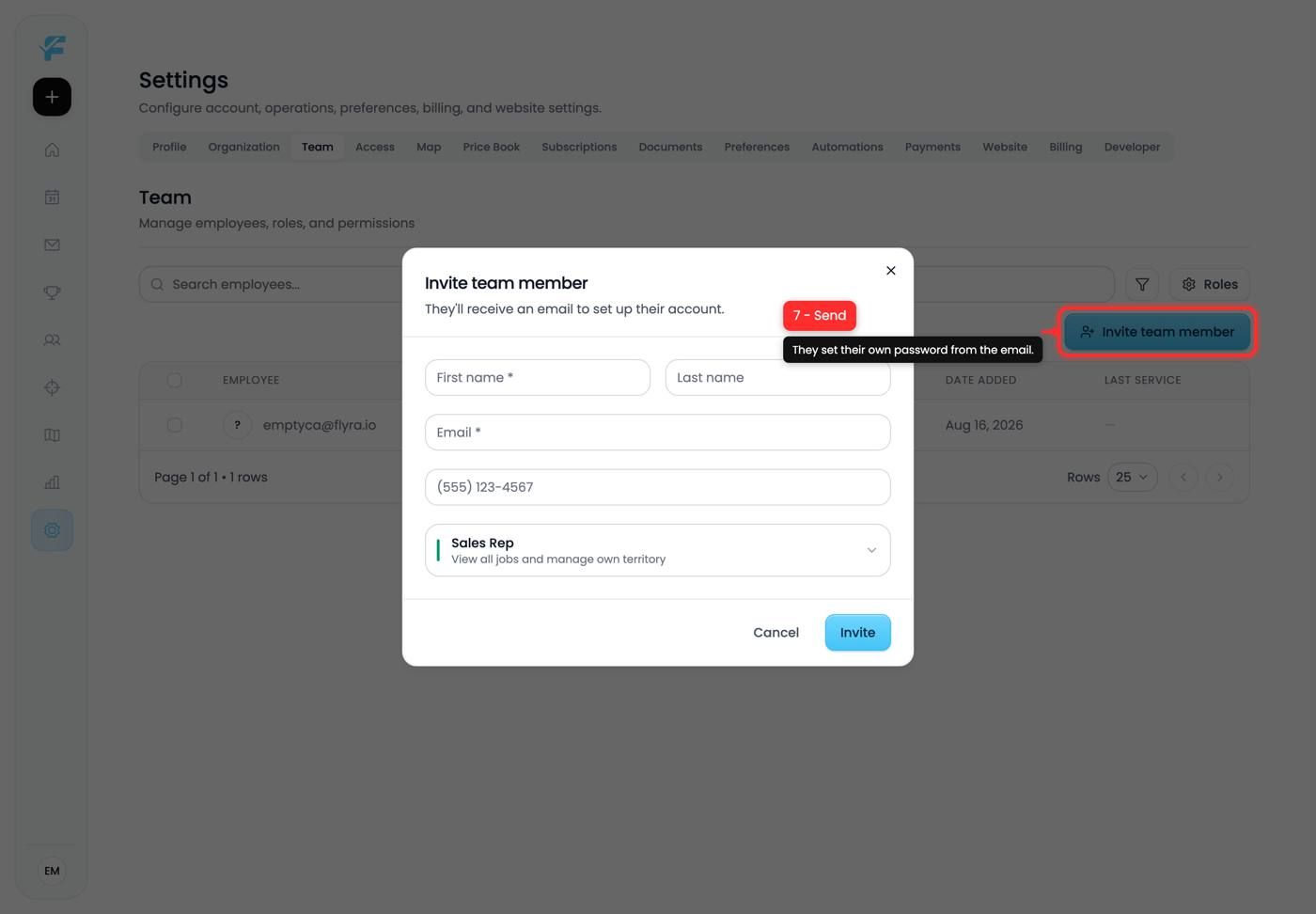 The Invite button