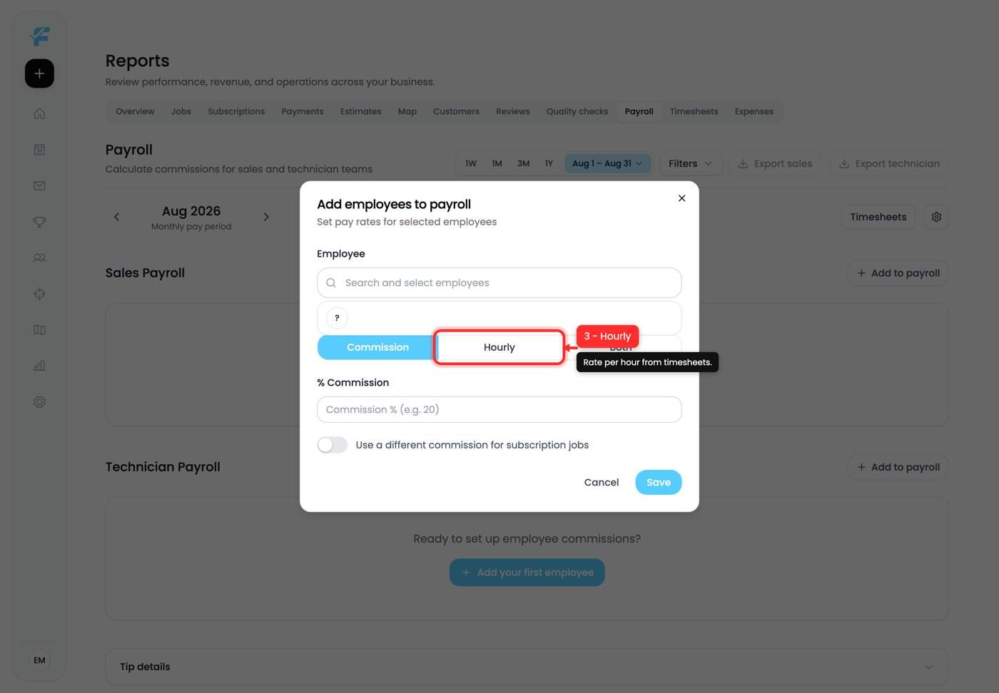 The Hourly option