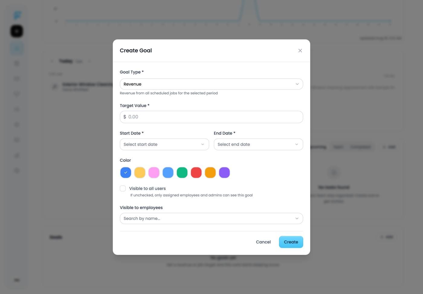 The Create New Task panel