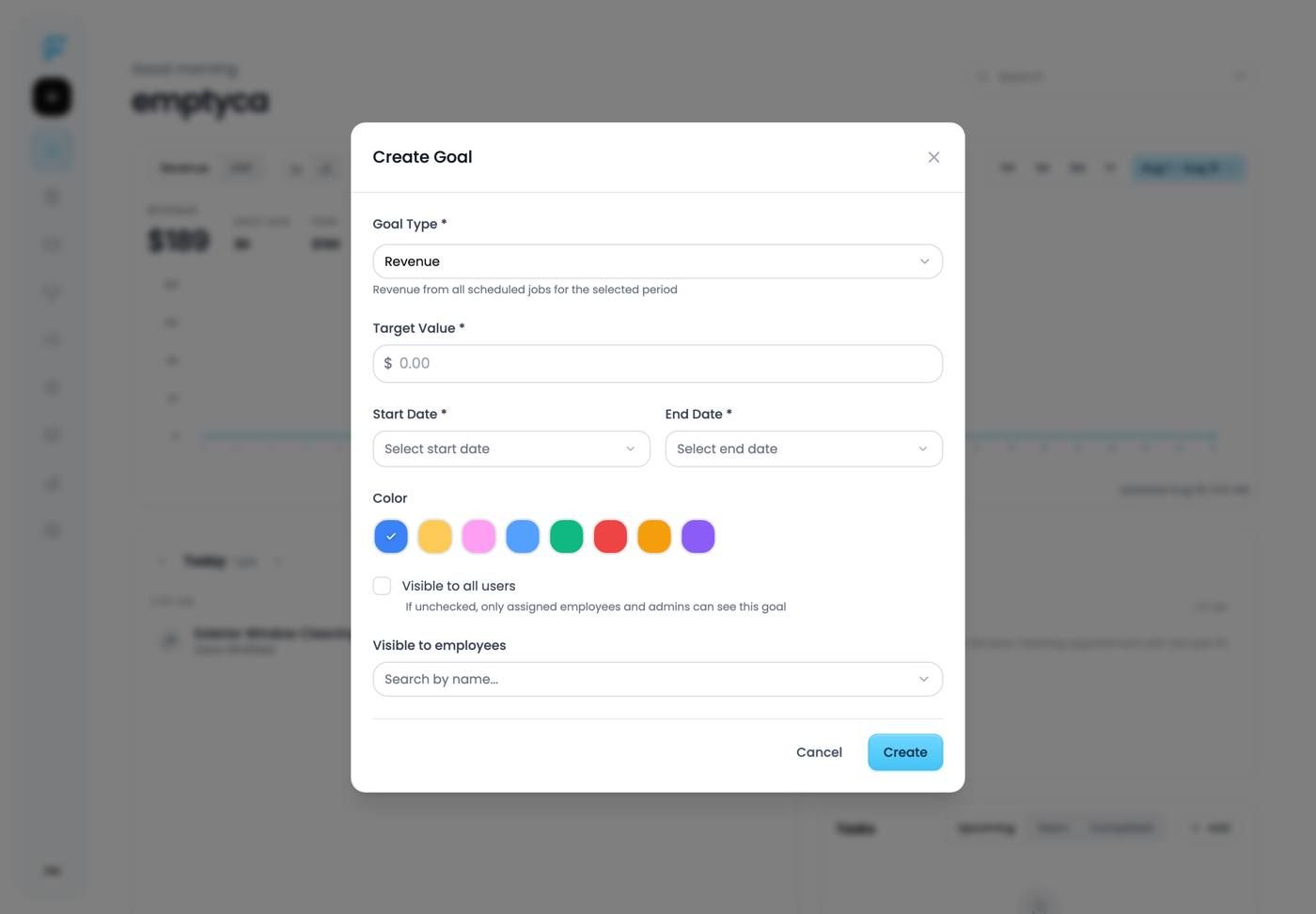 The Create Task button