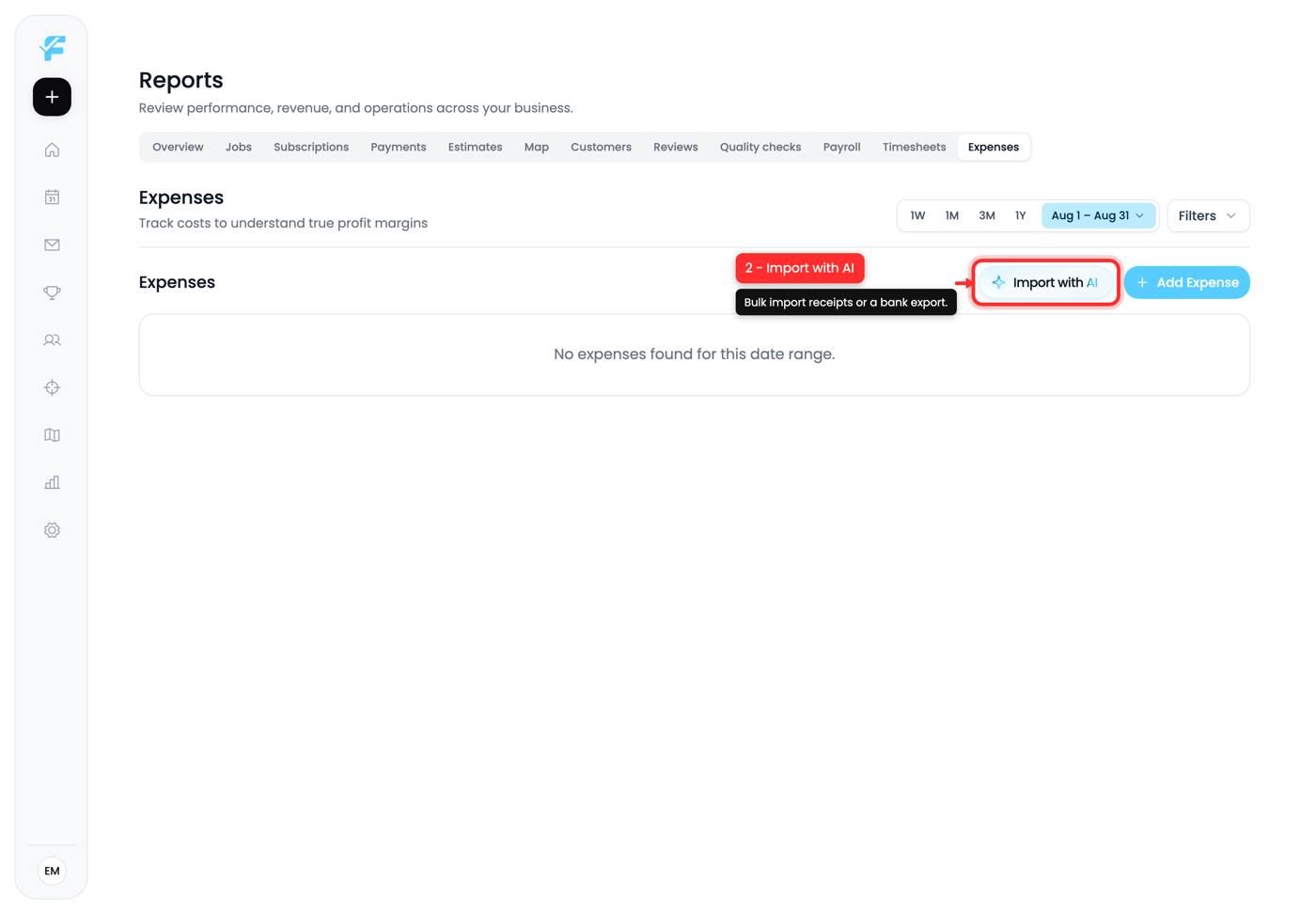 The Import with AI button