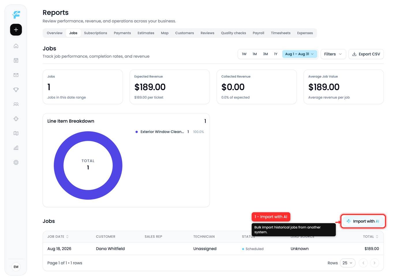 The Import with AI button