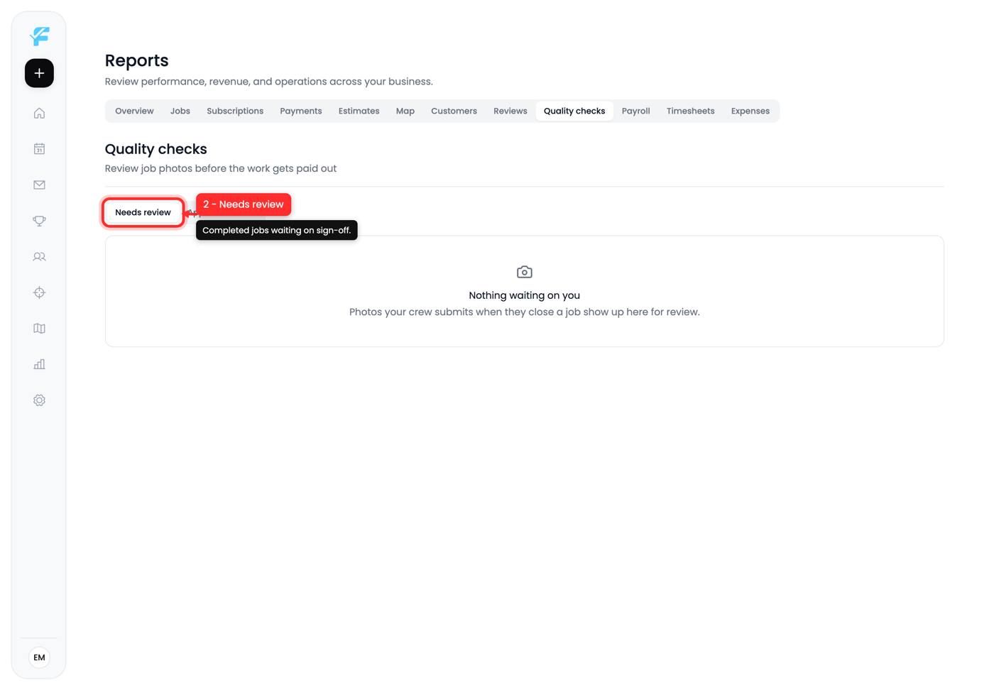The Needs review filter
