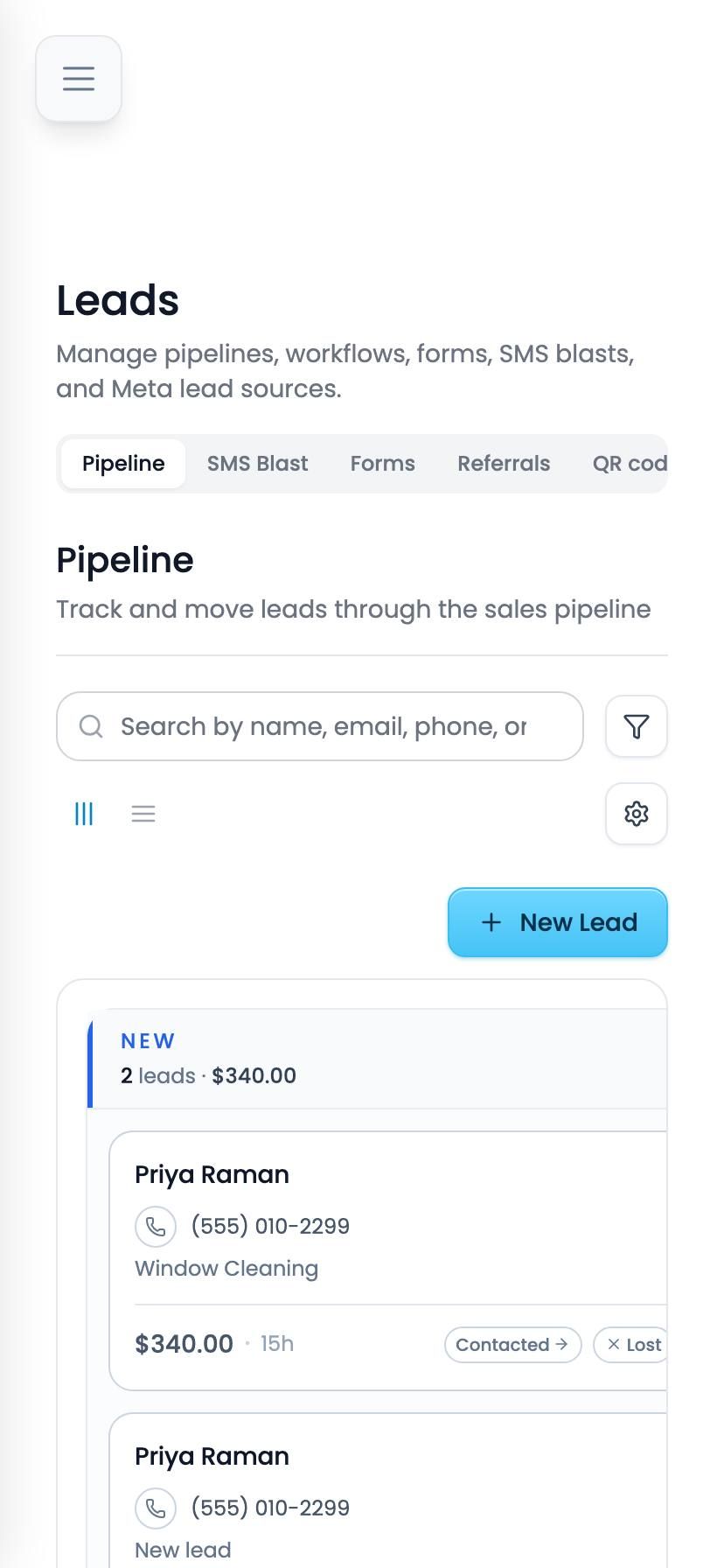 Leads on a phone